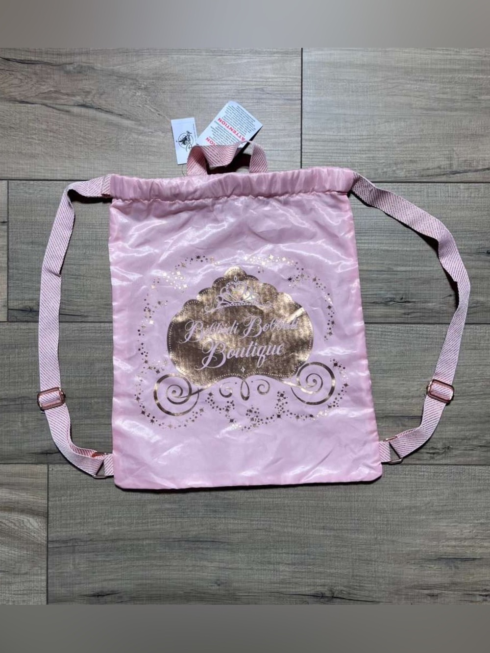 Disney‎ Bibbidi Bobbidi Boutique Drawstring Backpack Pink And Rise Gold One Size